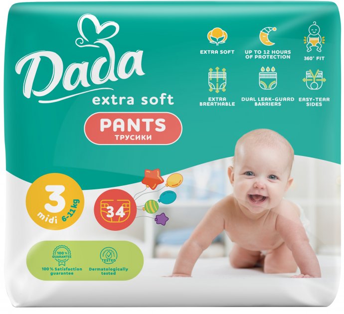 Трусики-Підгузки Dada Soft 3 Midi 6-11 кг 34 шт.